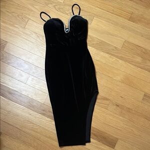Fashion Nova Black Velvet Bodycon Dress